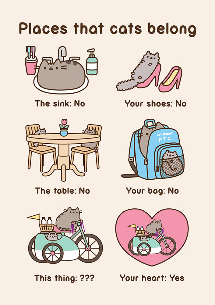 Pusheen Places That Cats Belong Card